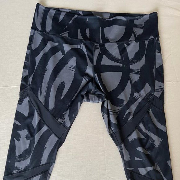 Athleta Pants - Athleta Workout Mesh Pants Leggings Black/Grey 7/8 Tights W/Pockets 3X Plus